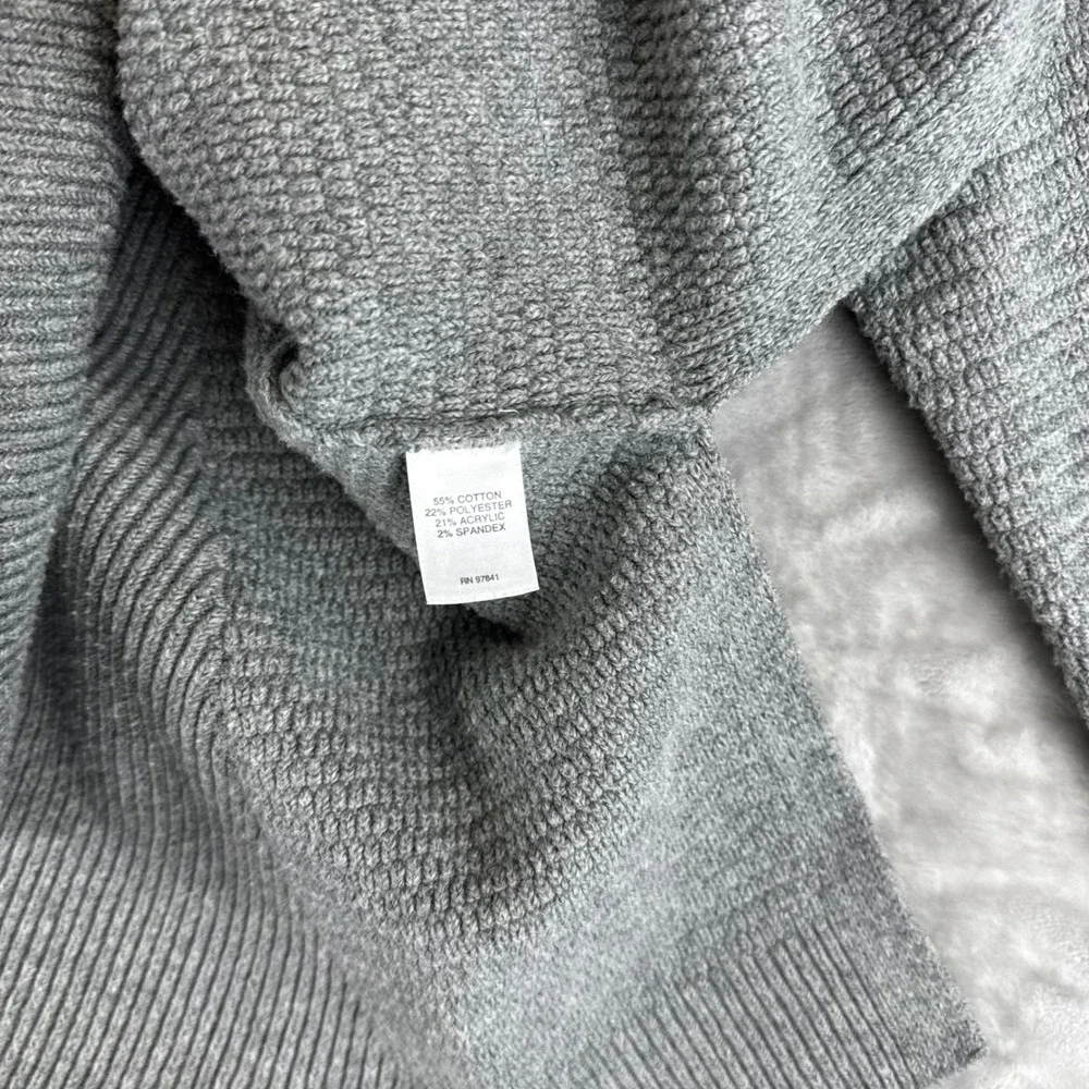 J. Jill Tunic Sweater Womens‎ Medium Petite Gray V-Neck Chevron Knit (1464)